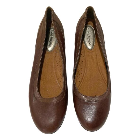 Hush Puppies Chocolate Leather Flats Ballet Shoes Women's Size 10 - Picture 3 of 12